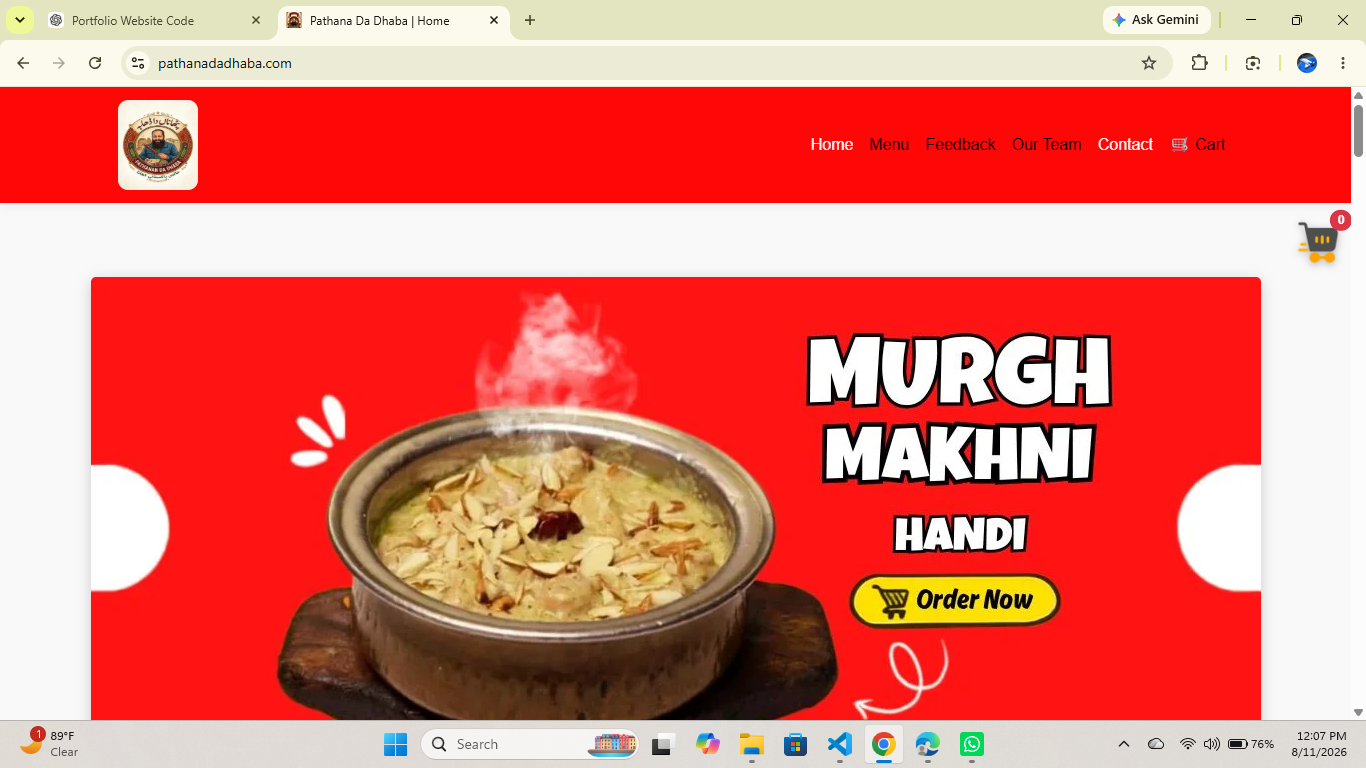 Pathana Da Dhaba Website Preview